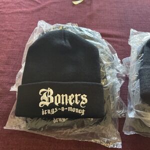 Unif Black Bennie With Embroidered Letters Boners
